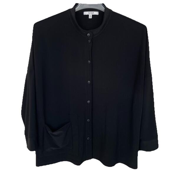 SYMPLI Cardigan Jacket Size 10 Black Slinky Knit Stretch Comfort Casual Career - Picture 1 of 13